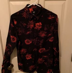 Rose print button up